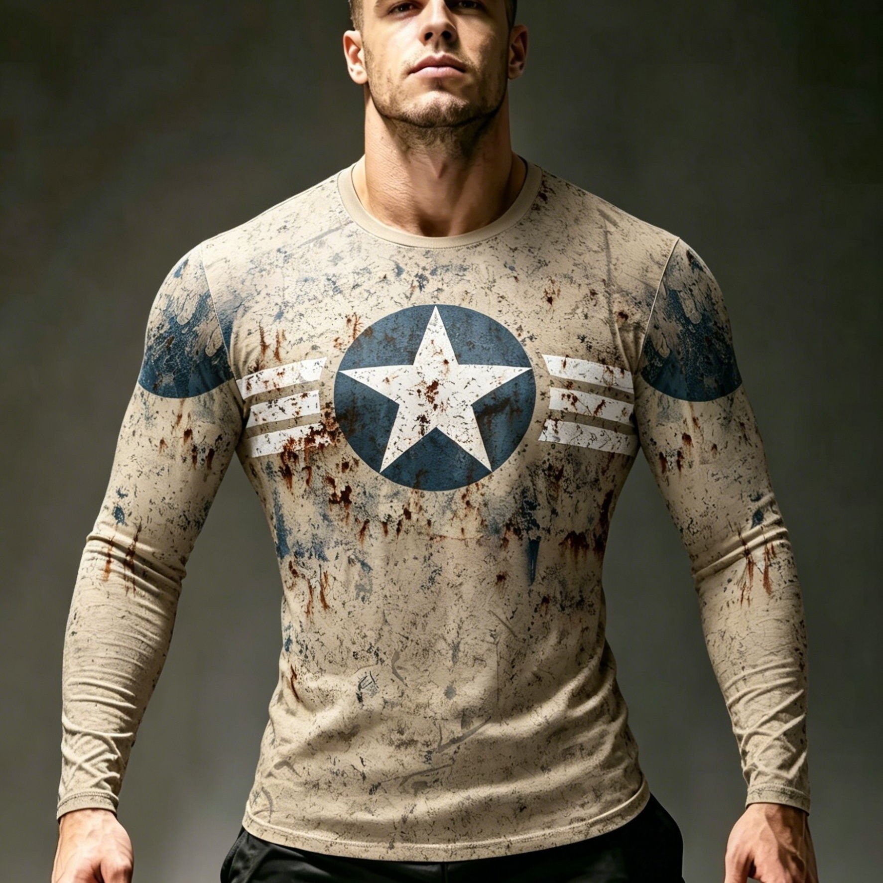 TEMU Men's Long Sleeve Round Neck 3d Printed Compression T-shirts Rashguard Crossfit Sportswear Tight Bodybuilding Training Running Quick Dry O-neck