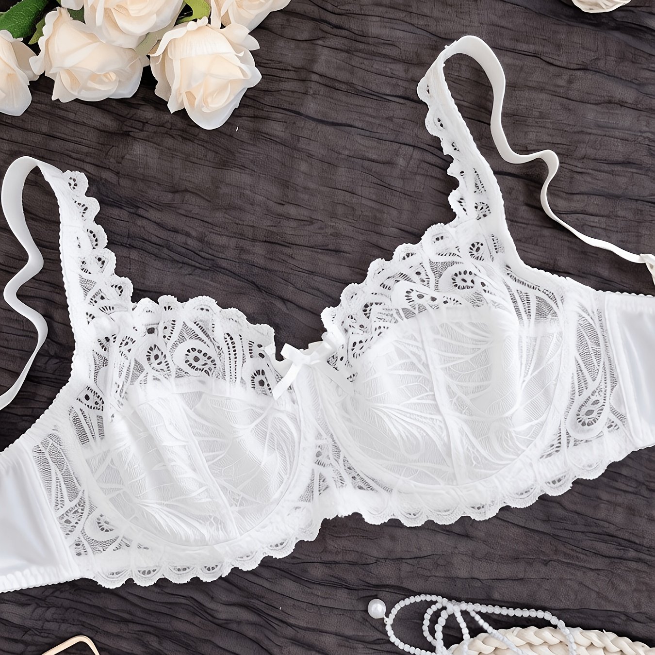 Image of Women's Plus Size Sexy Floral Lace Bra, Ultra- - With Underwire For Shaping, Push-up Lingerie, For Her
