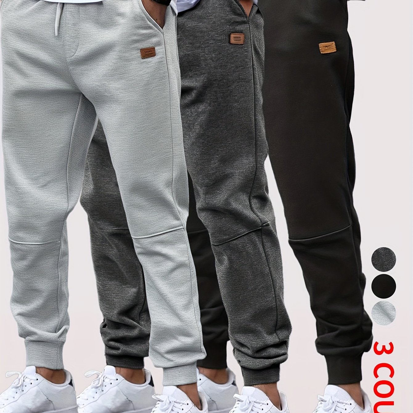 Three-pack Men's Casual Drawstring Pants, Stylish And Versatile With , Suitable For Outdoor Activities, Running, Gym, Work, And Vacation