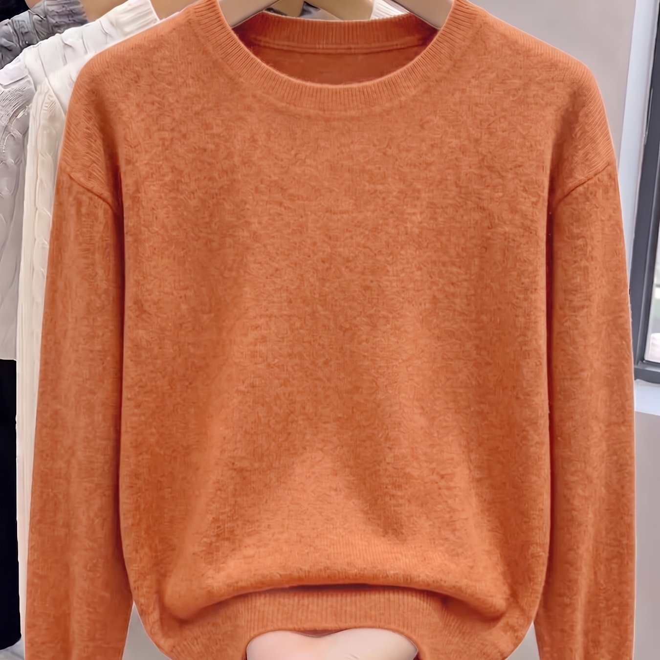 TEMU 1pc Casual, Fashionable, And Elegant Solid Color Sweater For Autumn/winter, Women's Beautiful, Elegant, Essential, Fashionable, Thickened