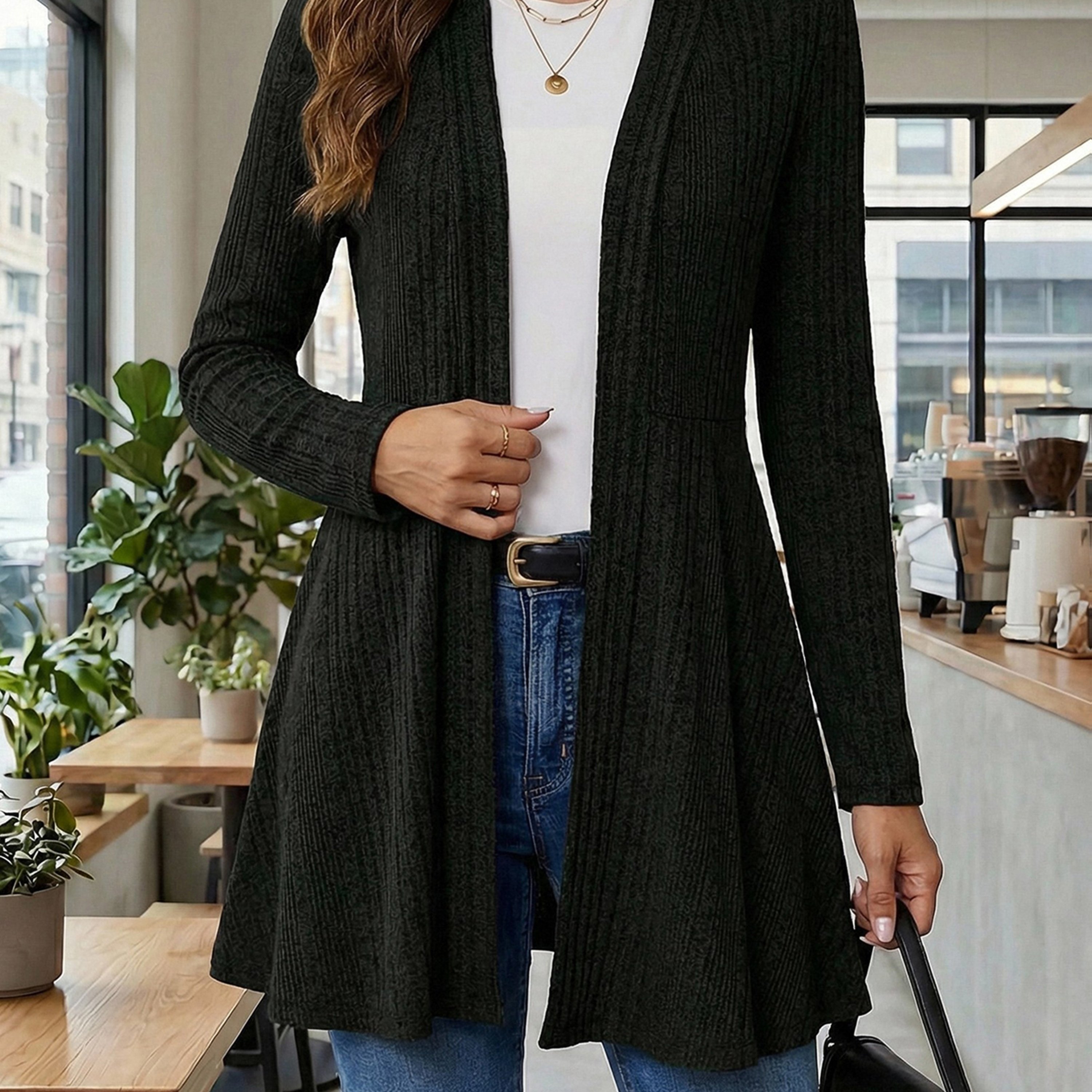 TEMU Women's Autumn Casual Solid Color Regular Cardigan Ll168