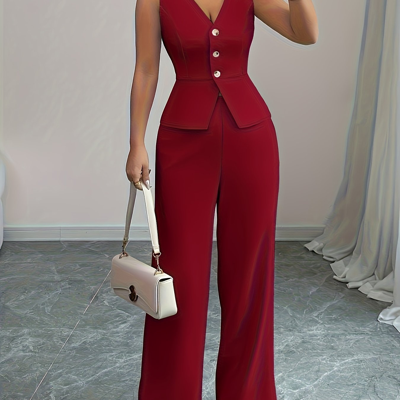 Tailleurs-pantalons Femme Shownicer Ensemble Femme 2 Piu00e8ces Chic Et Elegant Top Sans Ensemble Pantalon Tunique Pour Mariage Grande Taille