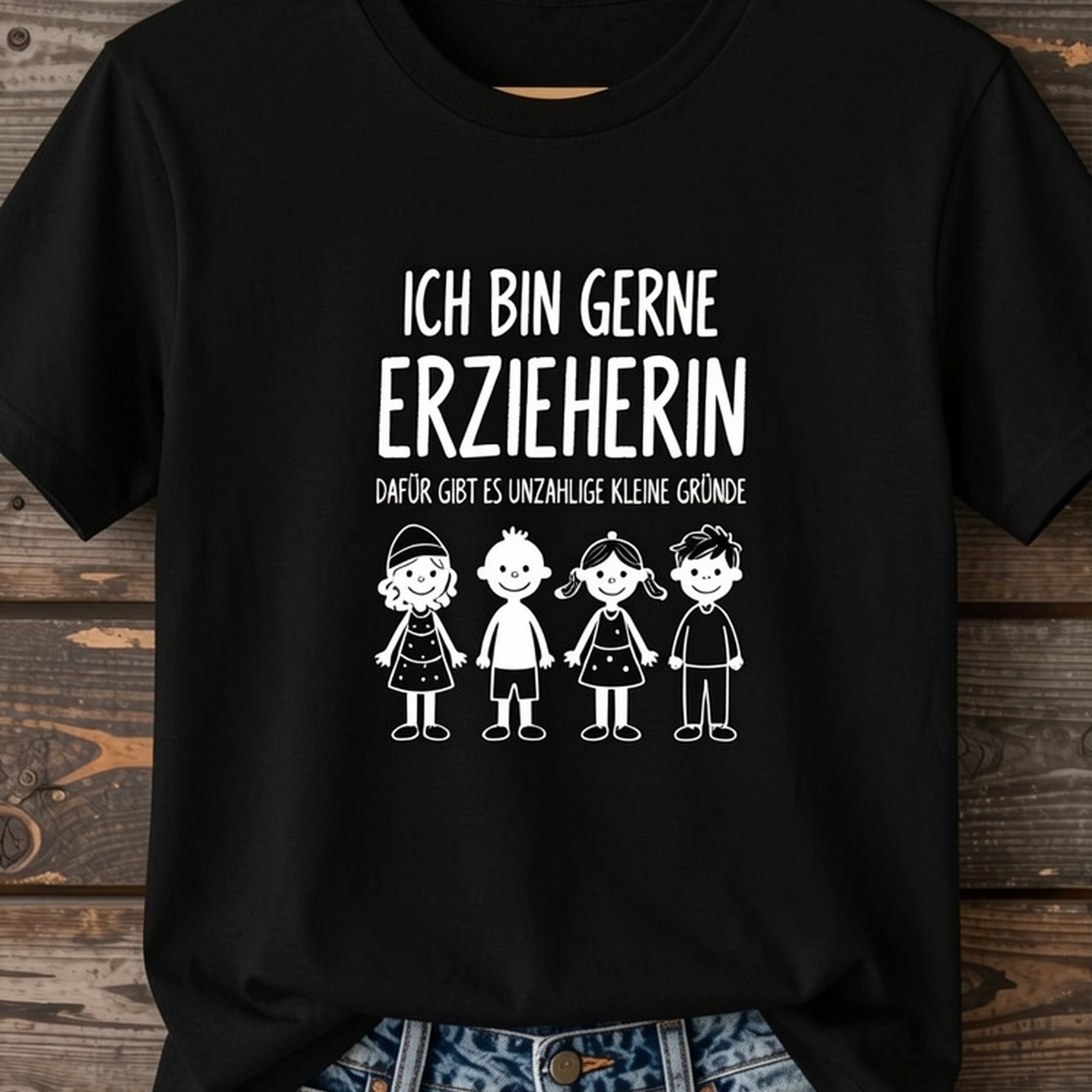 Image of Regular Neck Tee For Men And Women, German "ich Bin Gerne Erzieherin" T-shirt, Suitable For Spring/summer, Lightweight Breathable Fabric, Fashion Casual T-shirt, Stretch Fabric