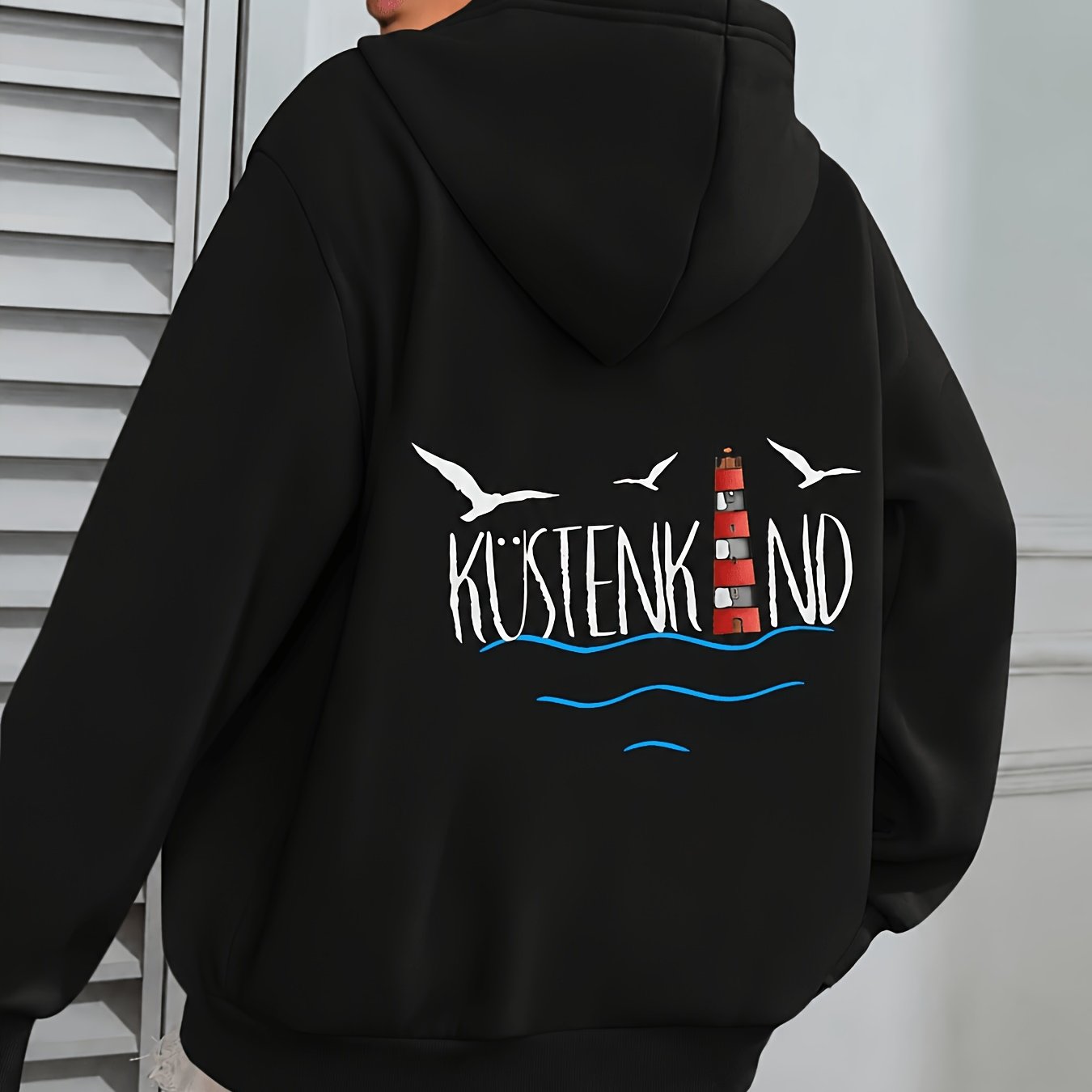 Image of A Kustenland Lighthouse And Design Trendy Hoodie Woman's Hoodie High Quality Thick Sweatshirt For Spring And Autumn Beach Or Casual Wear Gift For Who Love