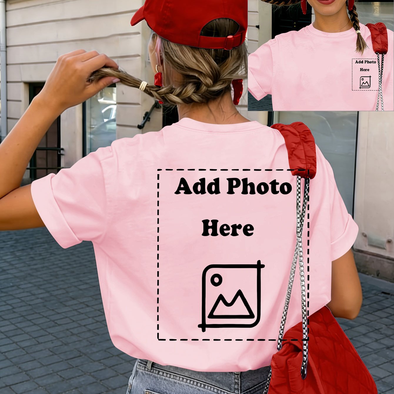 TEMU Custom Pattern Printed Fashion Short Sleeve, Personalized Casual T-shirt, Round Neck Tee, Summer Loose Fit Versatile Top, Custom Patterns