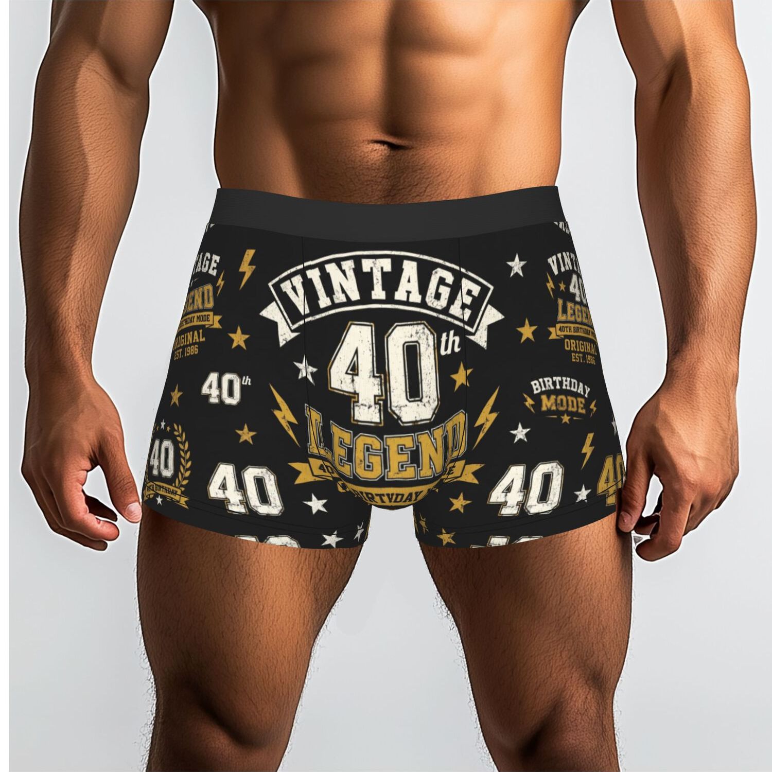 TEMU 1pc 1986 40th Birthday Gift Old Biihudu Men's Underpants Men's Briefs Ventilated Shorts Boxer Shorts