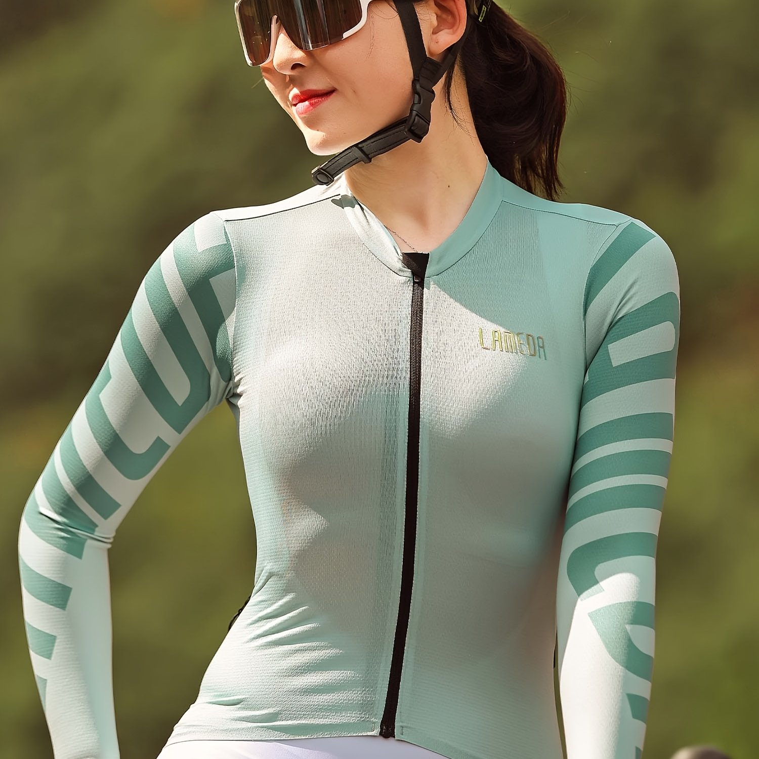 Image of Lameda Women's Cycling Jersey Long Sleeve, Slim Fit Breathable Quick Dry Mountain Bike Top With Pockets, Suitable For Running Hiking Yoga Spring Autumn, Women's Jacket, Suitable For Spring And Autumn