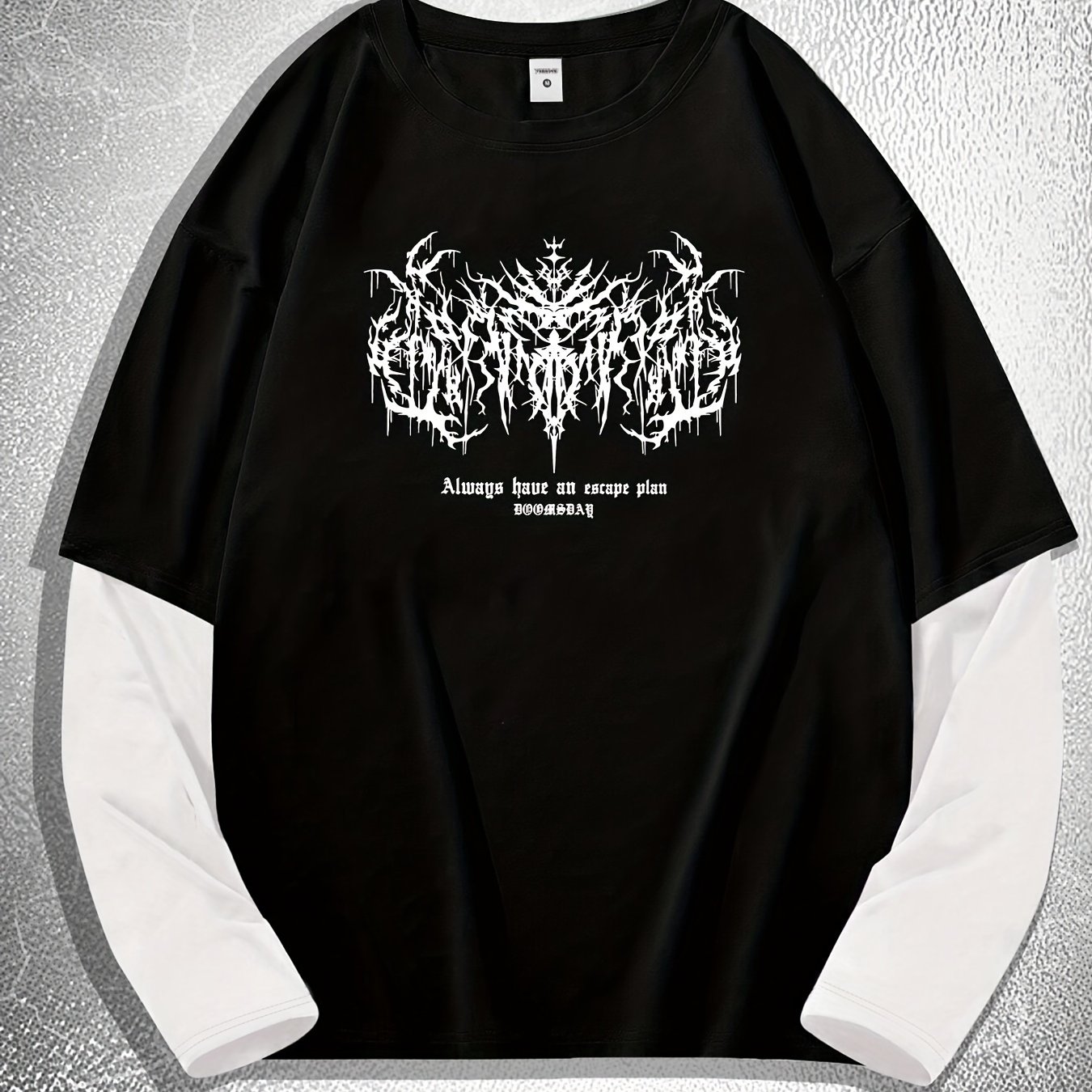 TEMU Dark Totem Contrast 2-in-1 Look Long Sleeve