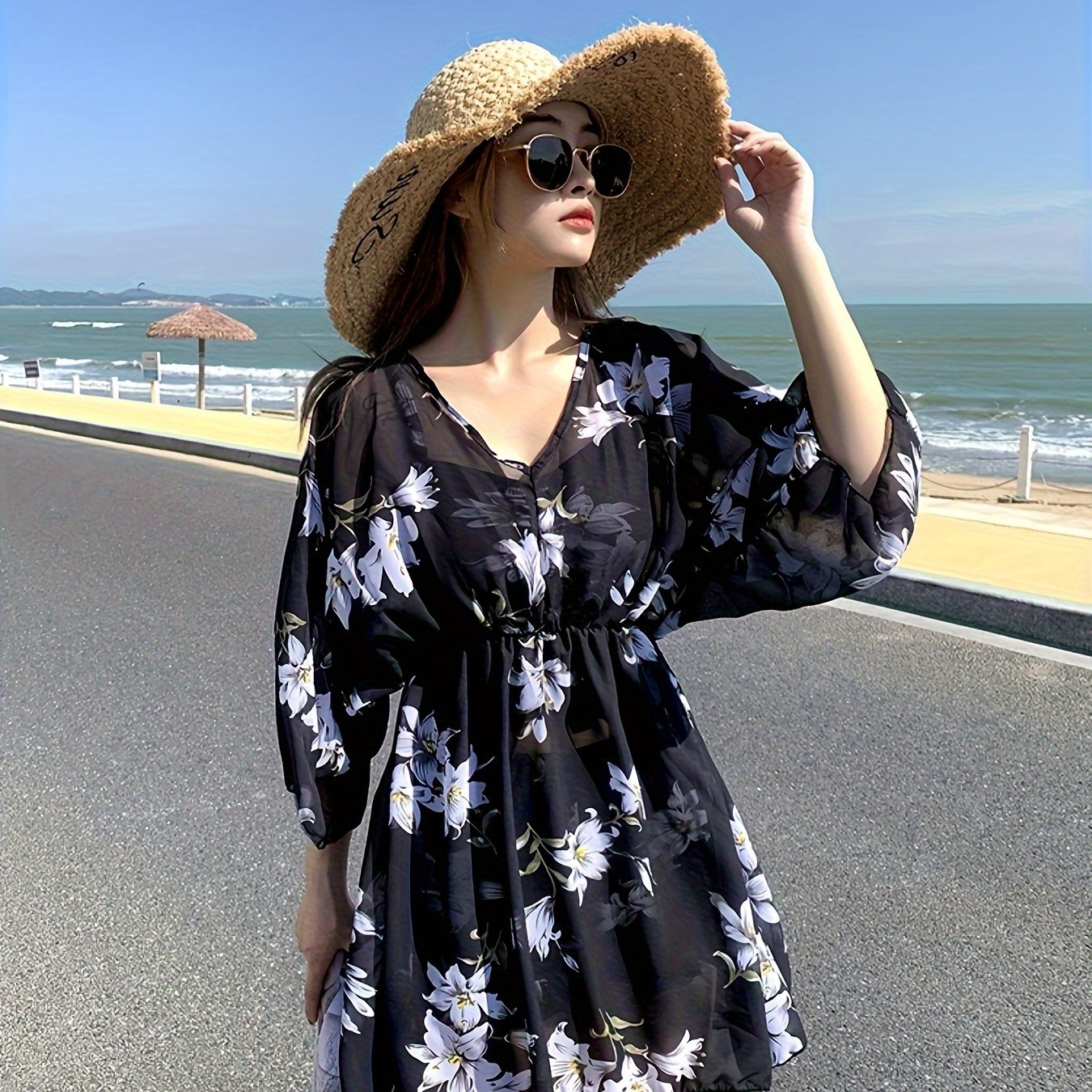 TEMU Swimsuit Swimwear 2025 Two-piece Swimsuit Women Three-piece Set Conservative Cover- Size Swimwear Beach Pool Vacation Popular