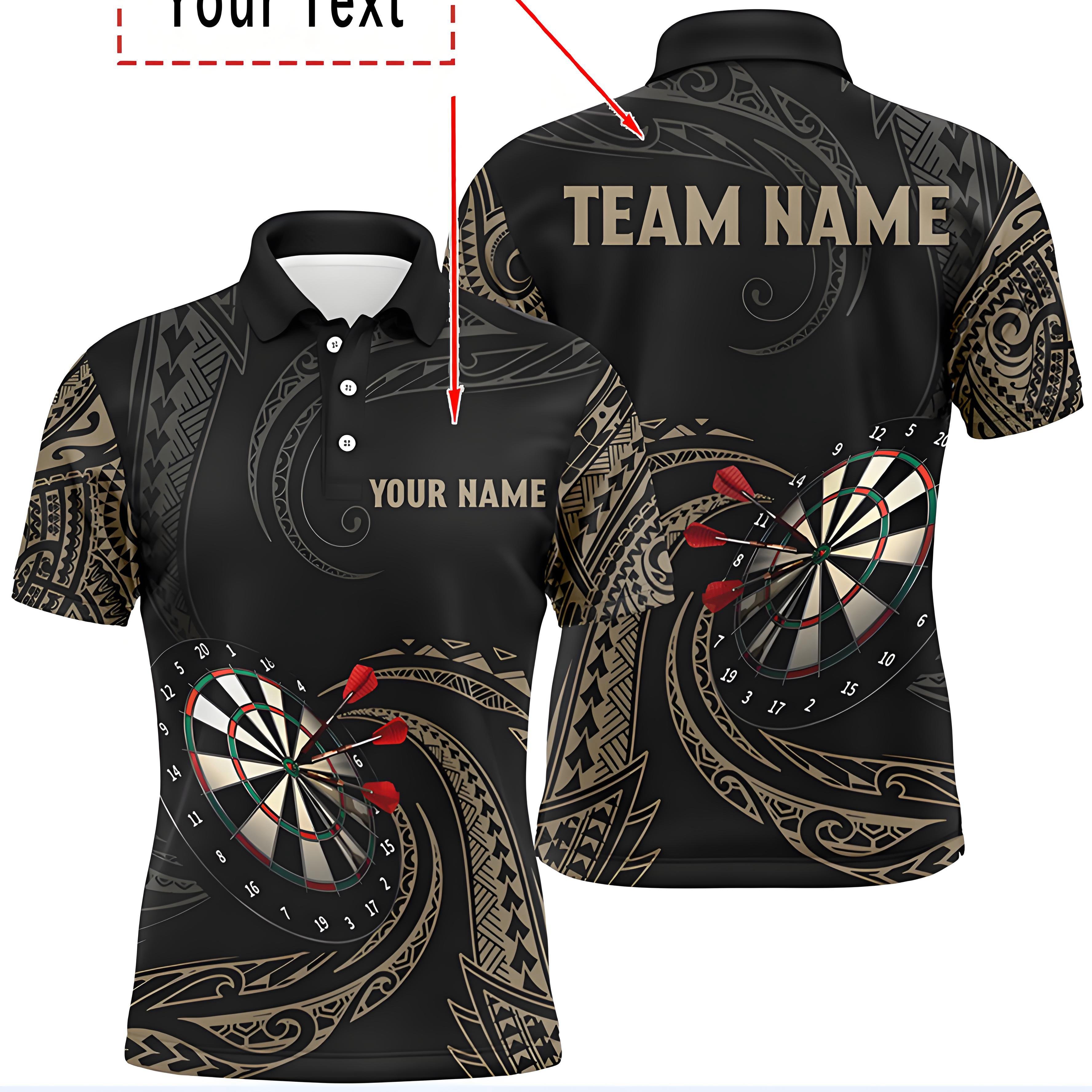 TEMU Custom Darts (washable) - Custom Name And Name Printing, Mystery Print Design, Breathable And Quick-drying, Suitable For Darts Club Competitions