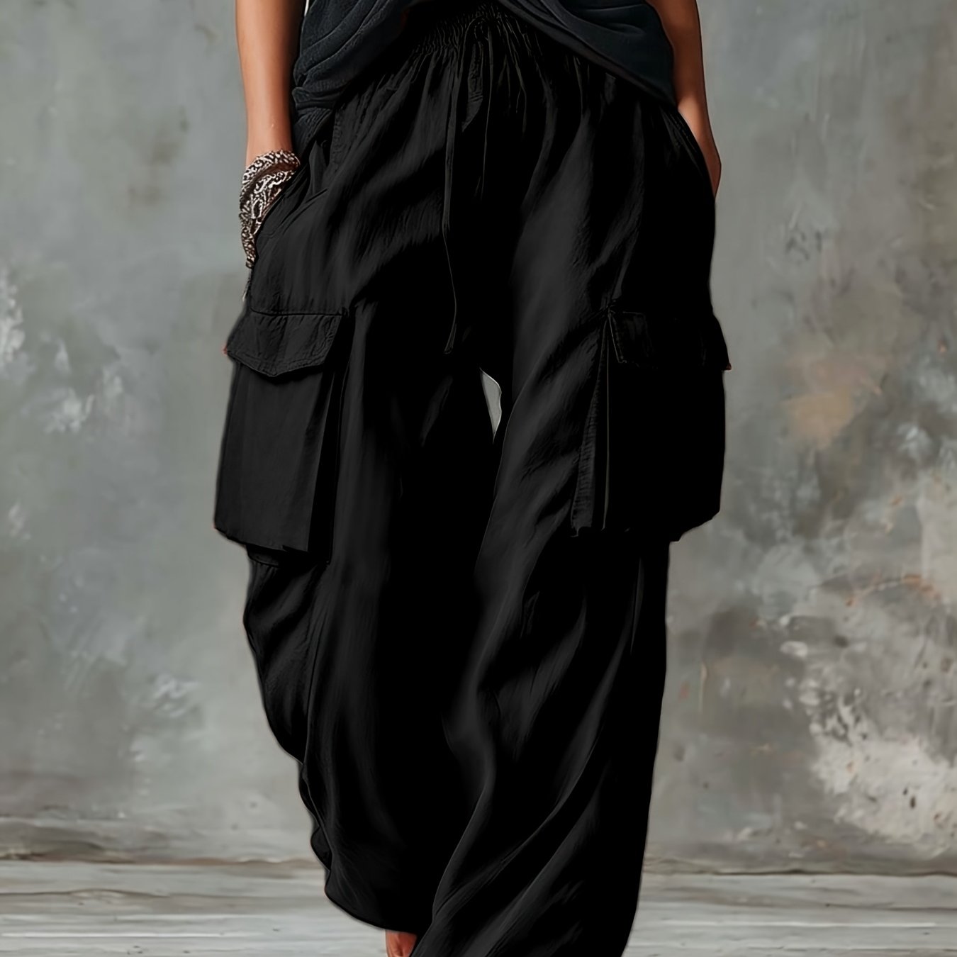 TEMU Women's Elegant Casual Outdoor Pocket Cargo Pants