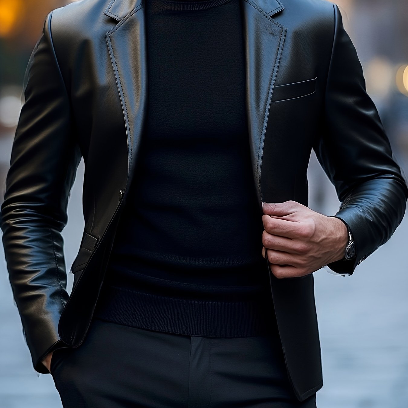 TEMU Men's Business Casual Blazer Jacket - Fashionable And Versatile For Work Office, Father's Day Gift