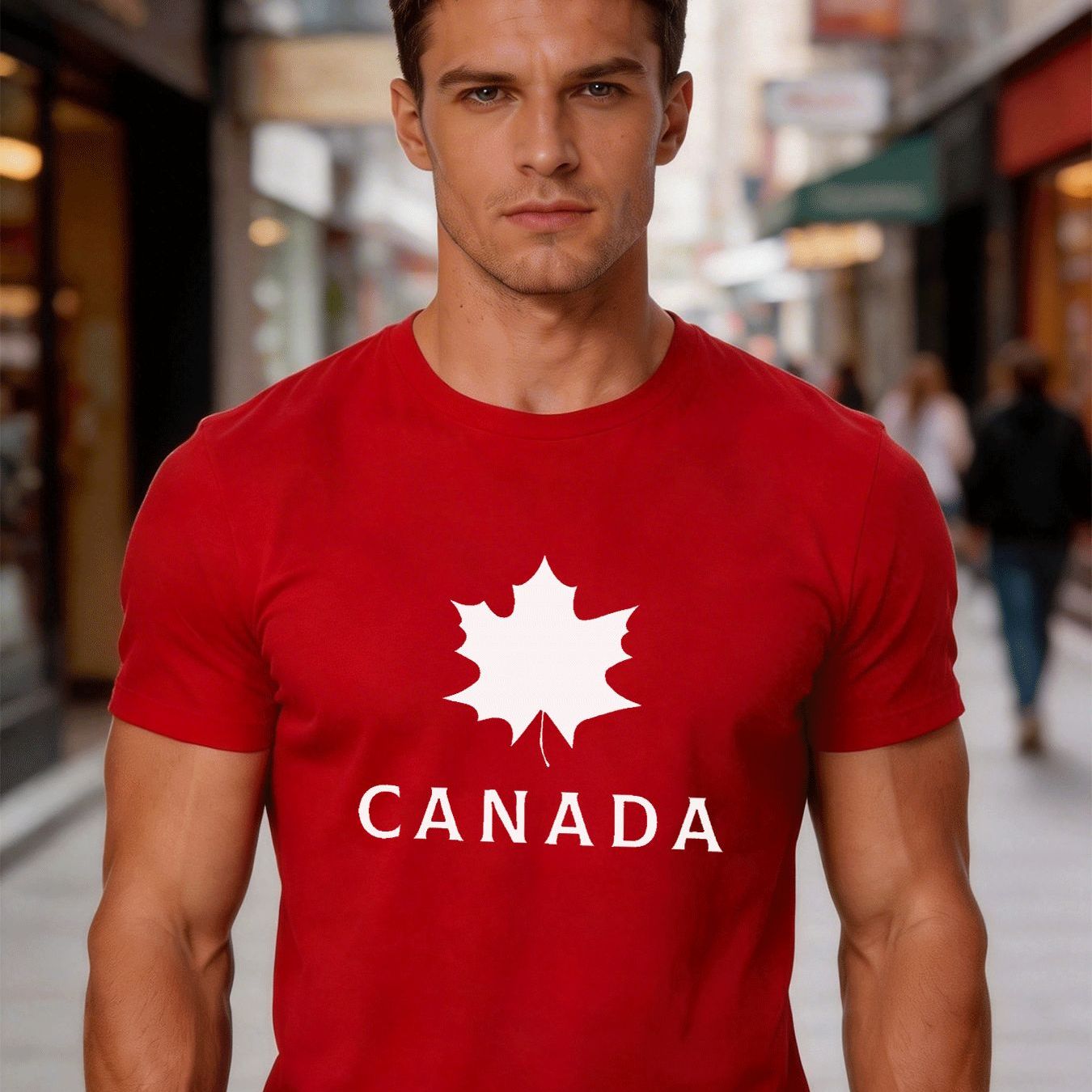 TEMU T-shirt décontracté noir pour homme avec motif graphique feuille d'érable blanche Canada, style , mode décontractée pour homme adulte