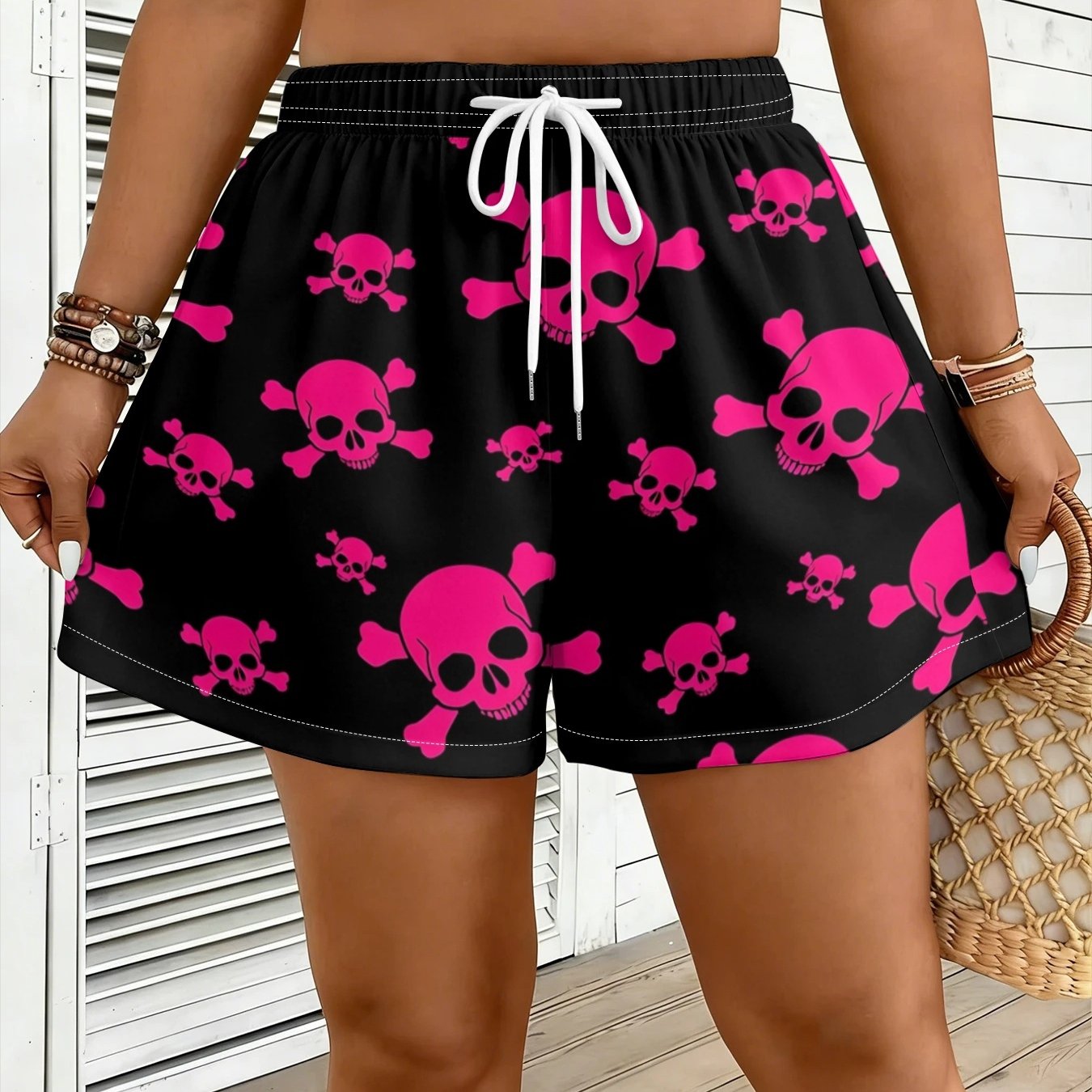 TEMU Women's Short Shorts - [printed Design - Not Textured], Drawstring Design Women's Shorts, Fashion Casual Beach Pants Swim Trunks, Comfortable