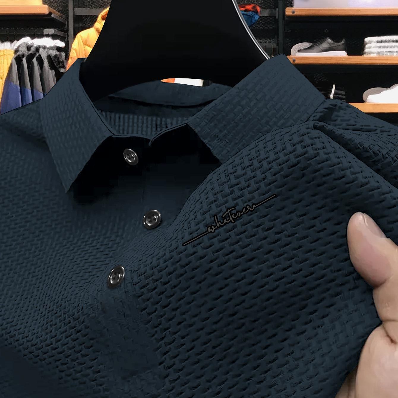 TEMU Print Men's Short Sleeve Golf Shirt, Business Casual Comfy Top For Tennis Training
