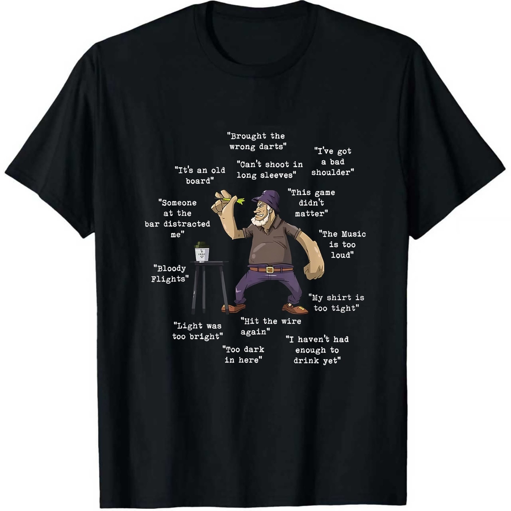 TEMU A Humorous T- For Dart Enthusiasts, Featurin Funny Dart-related Quotes. Ade From Heavy-duty 1gsm Fabric, This Loose- Neck T- Features A Color