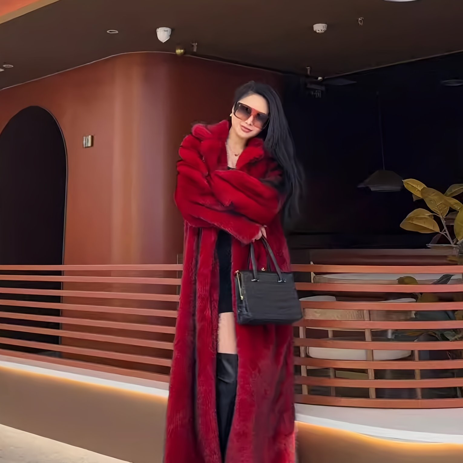 TEMU 2026 Cross-border Ultra-long Suit Collar Western Luxury Faux Coat Women's