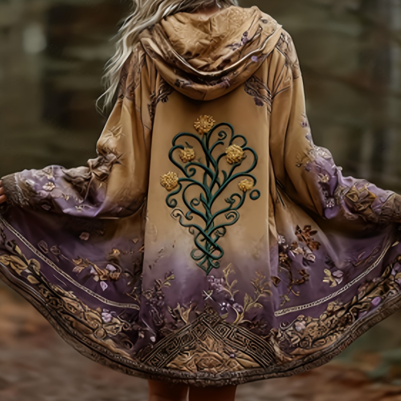 Women's Vintage 2d Printed Design Long Sleeve Cardigan - Bohemian Ethnic Style Long Sleeve Jacket