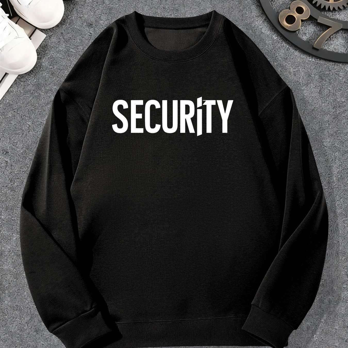 TEMU Men's Casual Round-neck Sweatshirt With Security Pattern