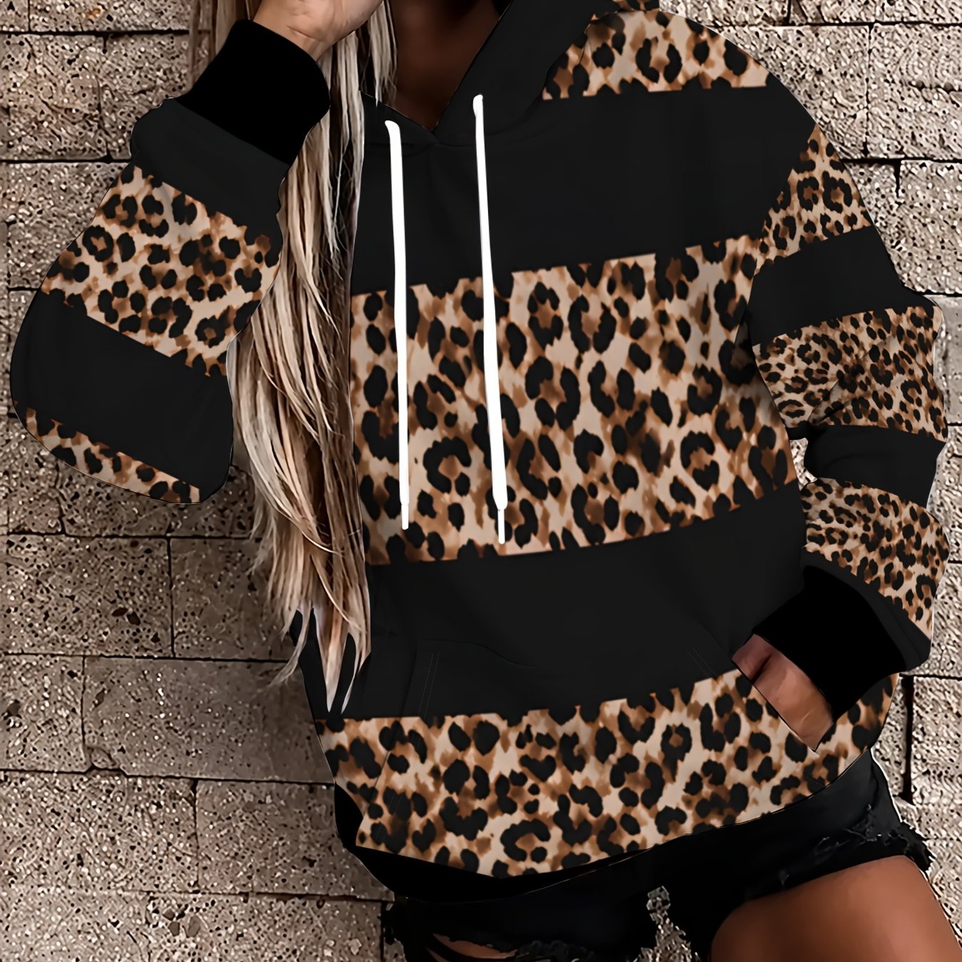 TEMU Women's Long Sleeve Drawstring Sweatshirt, Casual Sweatshirt