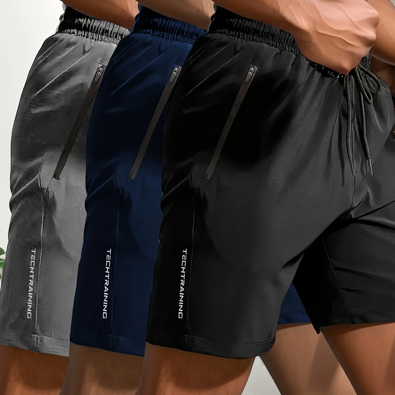 TEMU 3pcs Quick Drying Comfy Shorts, Men's Casual Non Stretch Waist Drawstring Shorts For Summer Gym Workout Training