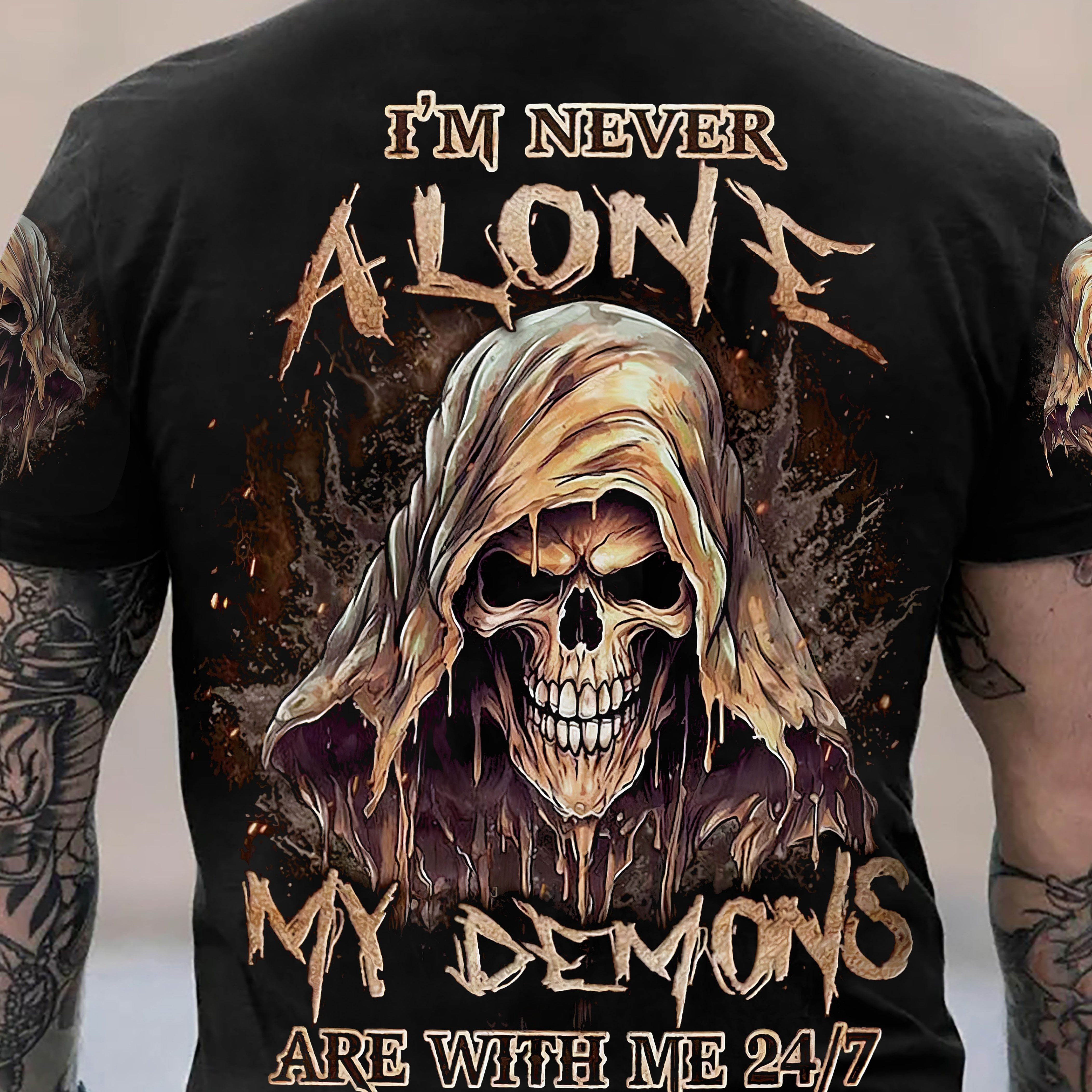 Image of Fashion Skull 3d Digital Pattern Printed Men's Graphic T-shirt, Comfortable T-shirt, Short Sleeve Crew Neck, Men's Summer Outdoor Wear