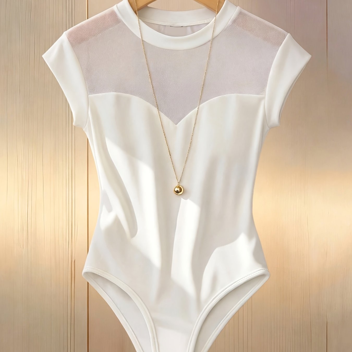 TEMU Women's Bodysuit Sexy Sheer Sleeveless Bodycon Bodysuit 1pc Weekend Casual Women's Clothing