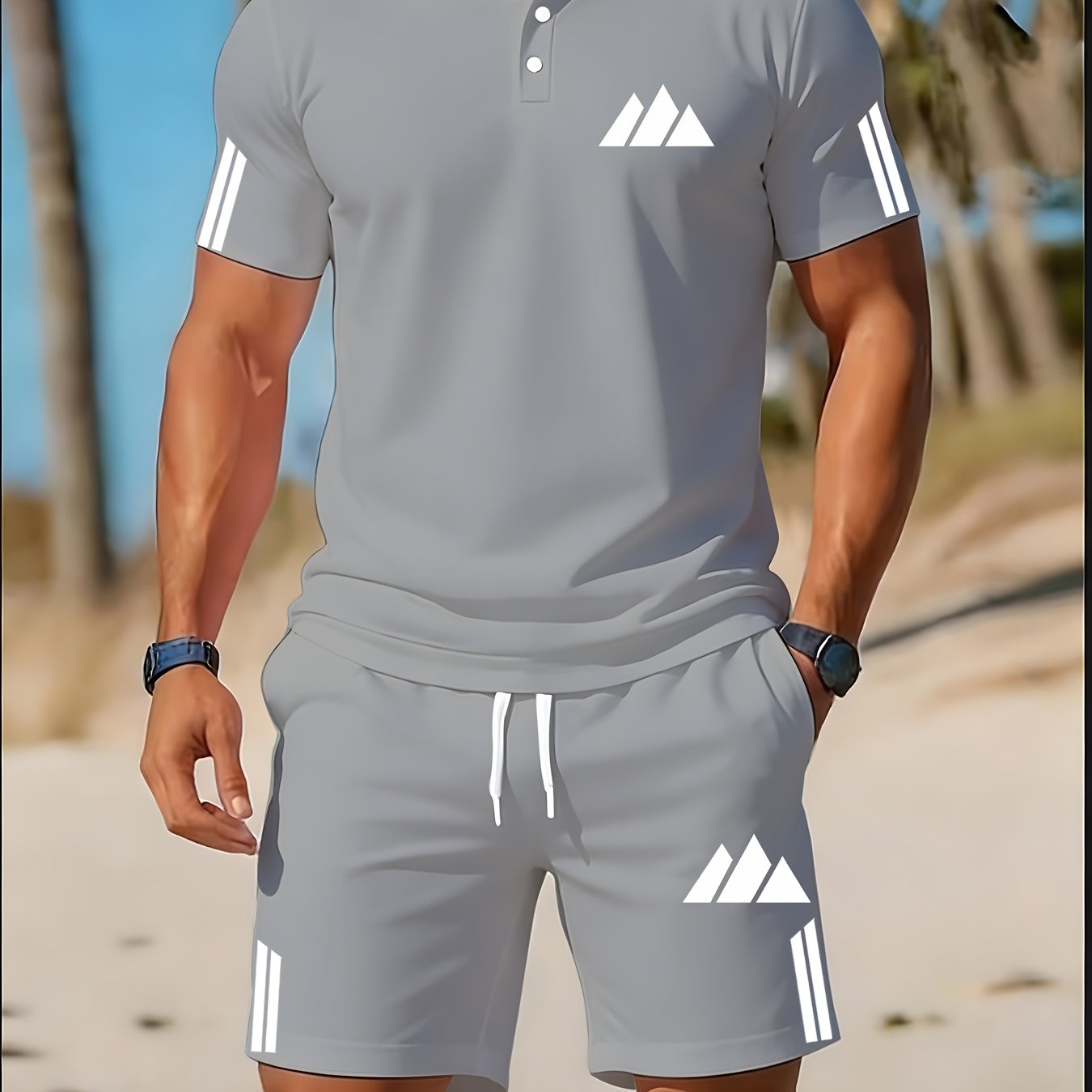 TEMU Street Date Casual Set Men's Golf Shirt Outdoor Light Sports 2pcs Outfit
