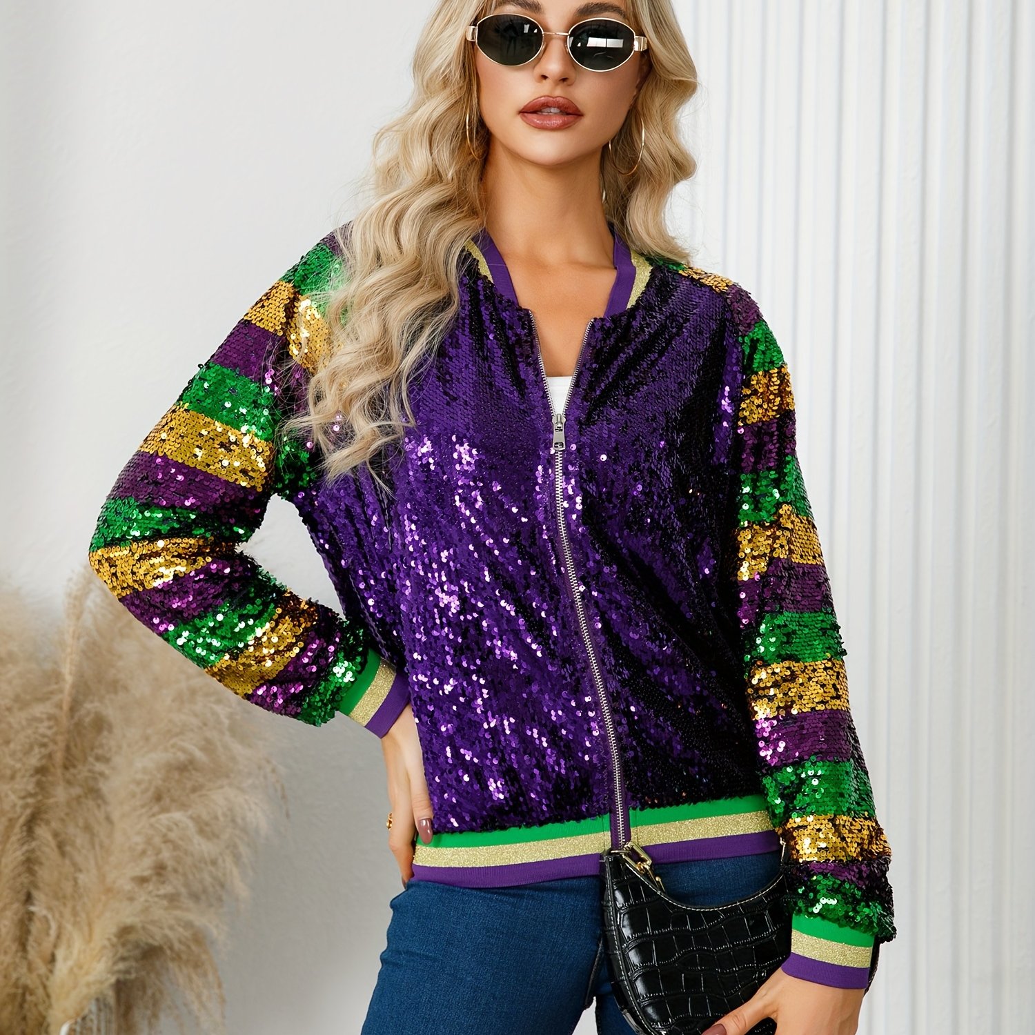 TEMU A10543a Autumn/winter Women's Sequin Jacket Mardi Gas
