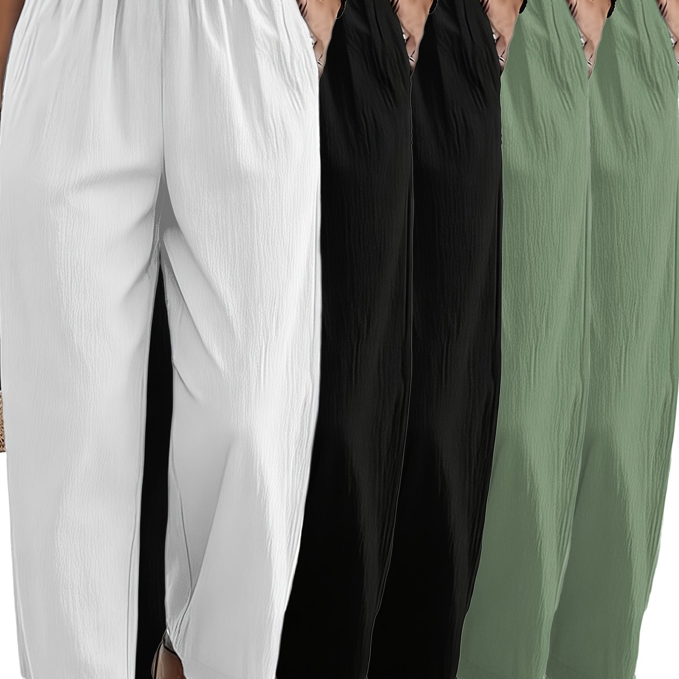 TEMU 5pcs Women' Color Pants, Loose-fit Trousers, Women' Color Long Pants, Fashionable Casual Pants, Women's Pants, Beach Pants, Lightweight And