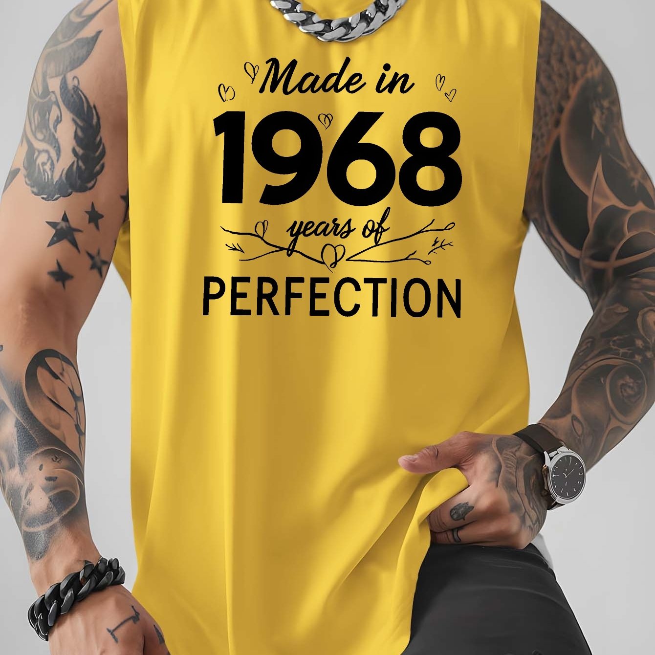 TEMU Made In 1968, Perfect Plus-size Men's Loose-fitting Sports Tank Top, Summer Breathable Quick-dry Basketball Fitness Sleeveless T-shirt, Fashion