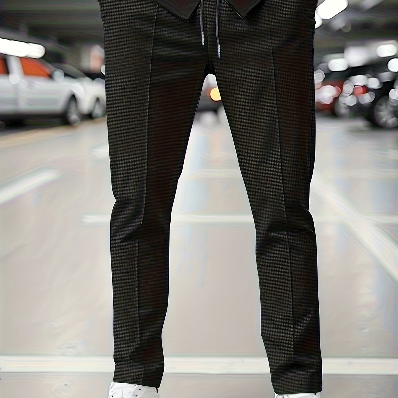 E-shop Herren Waffel Freizeithose, Langer Schnitt, Modische Lockere Sportliche Gym Casual Vielseitige Einfache Premium