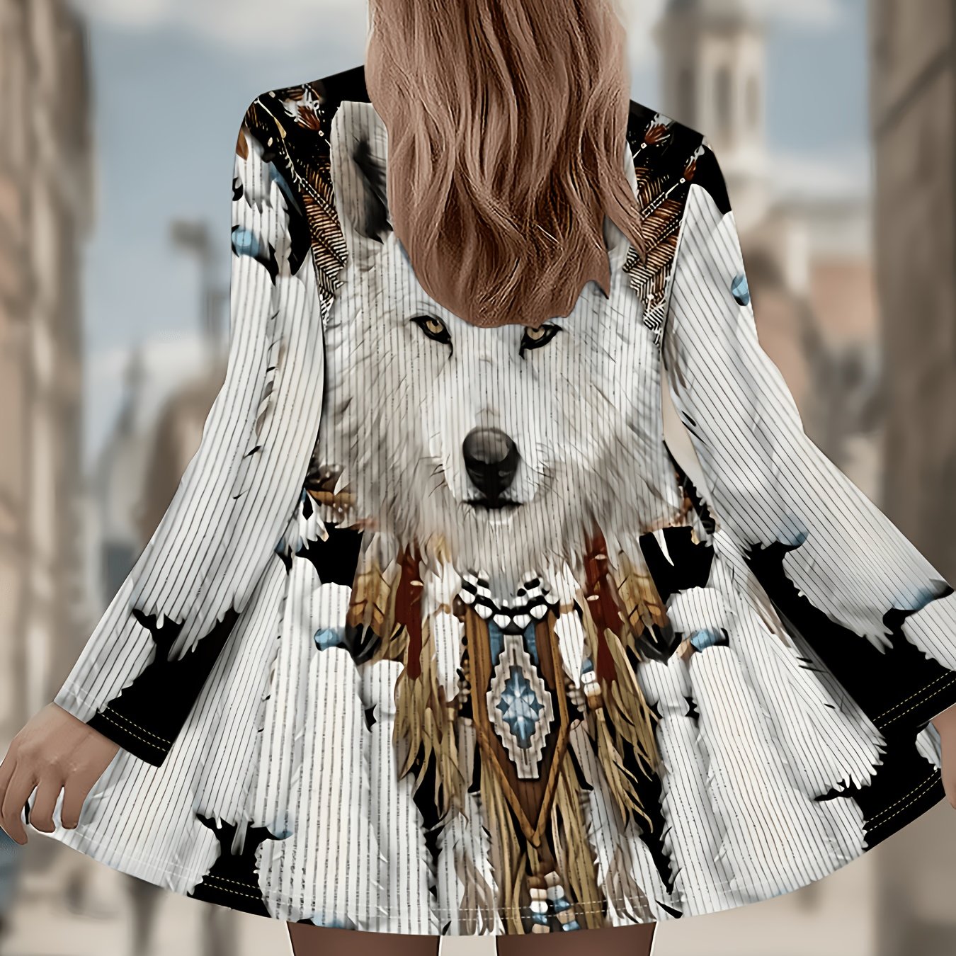 TEMU Cardigan Femme à Imprimé Ethnique - Veste Décontractée à Manches Longues avec Motif en Impression Numérique. Lavable en Machine, Confortable,