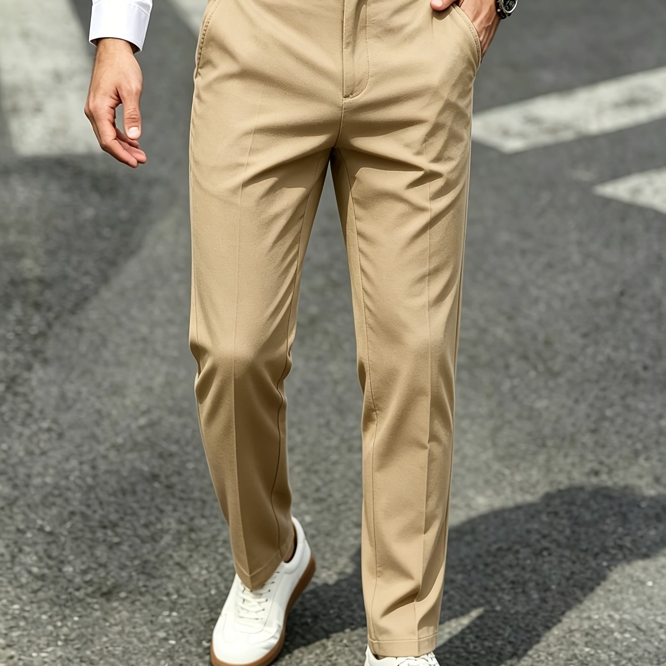 TEMU Men's Athletic Outdoor Casual Daily Versatile Travel Comfortable Breathable Casual Trousers Light Business Non-iron Wrinkle-resistant Formal