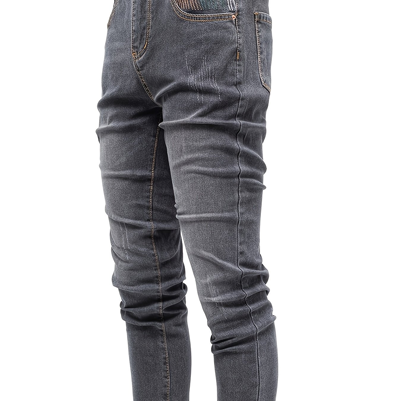 Image of New Arrival Men's Style Jeans, Slim Fit Stretch Washed Denim, Business Casual For Travel & Daily Wear, Vintage Urban Style, Versatile Pants