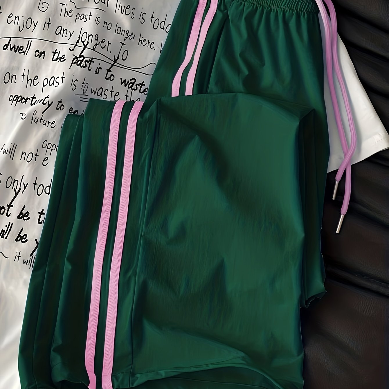 TEMU New Arrival High Waist Loose Quick Dry Pants With Drawstring Foot Opening For Multi-wearing, 3-color