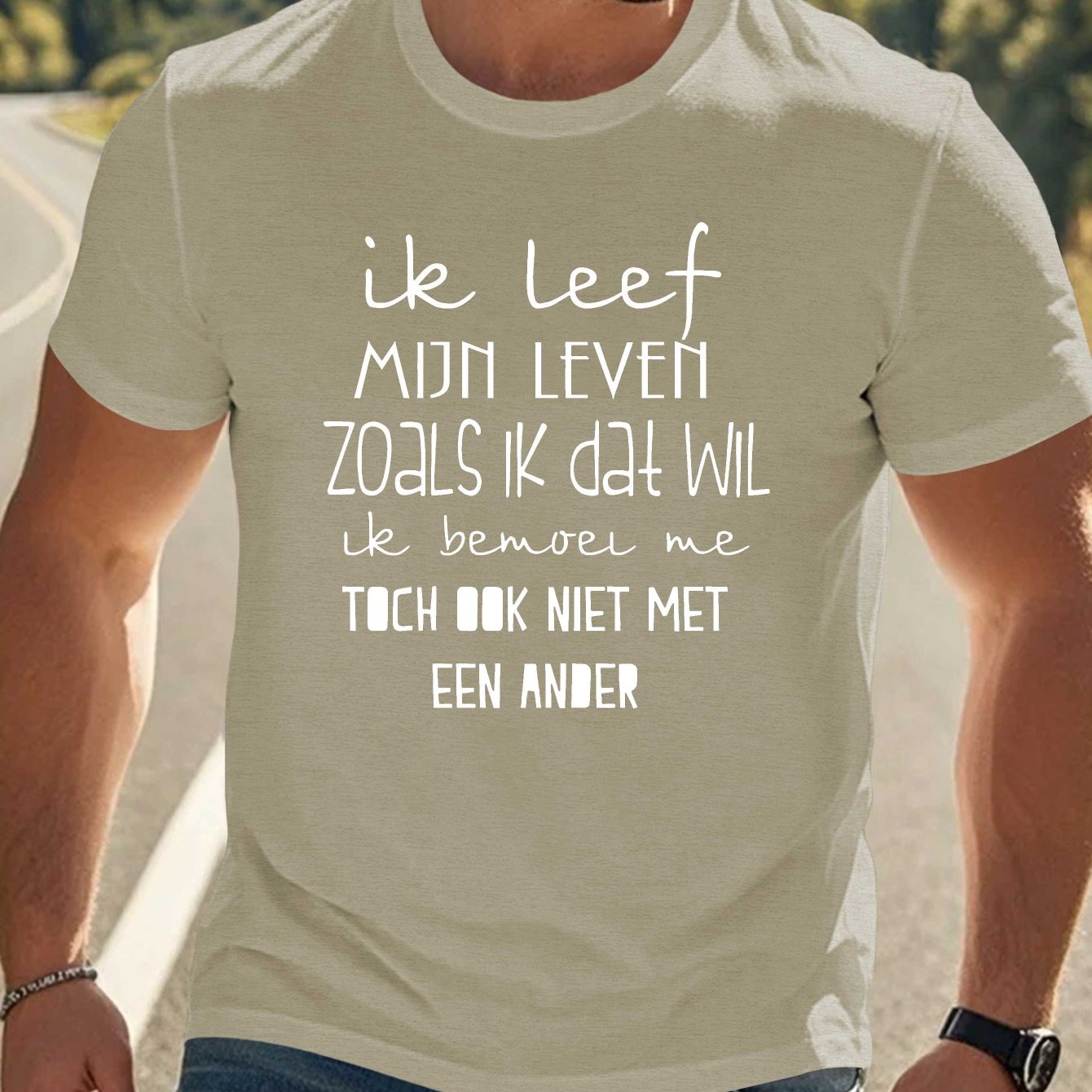 TEMU Heren T-shirt met grappige tekst - Grafische print met letters, casual zomerkleding voor lange mannen, plus size zomer T-shirt met korte mouwen,