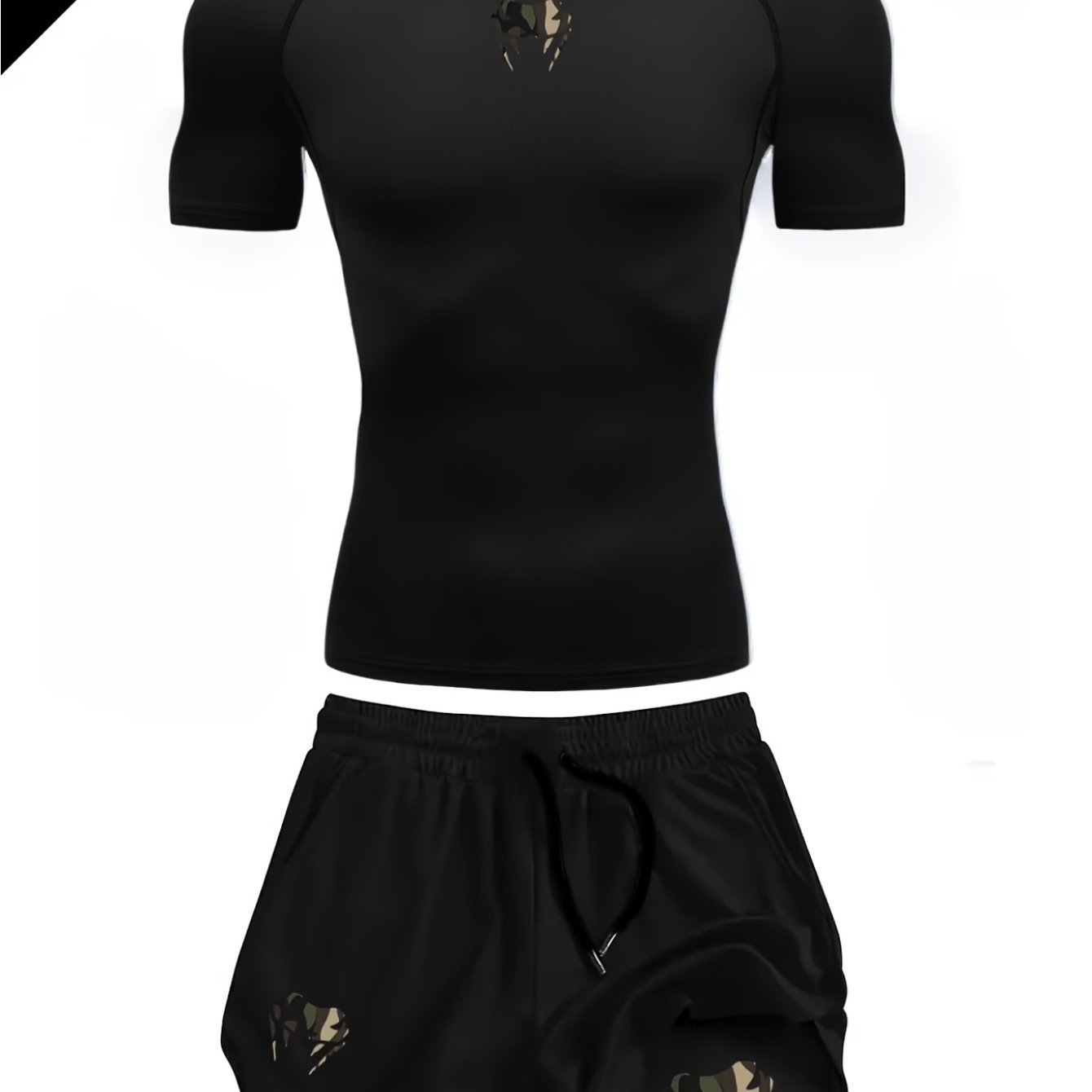 TEMU Set sportivo da con stampa, composto da T-shirt a maniche corte aderente da palestra ad asciugatura pantaloncini a , set sportivo da