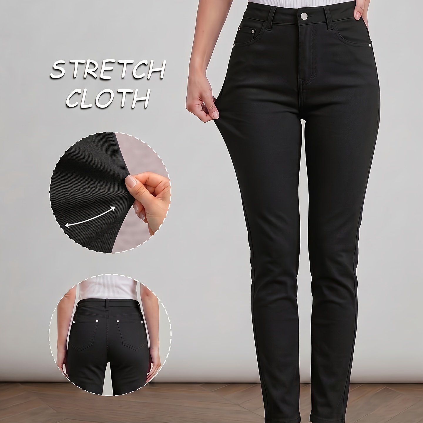 Image of Stretch Denim Ankle Pants, In Multiple Colors, Suitable For Office Commuting And Casual . Denim Fabric Is Soft And Skin-friendly, Providing When Sitting For Long Periods Without Feeling Tight