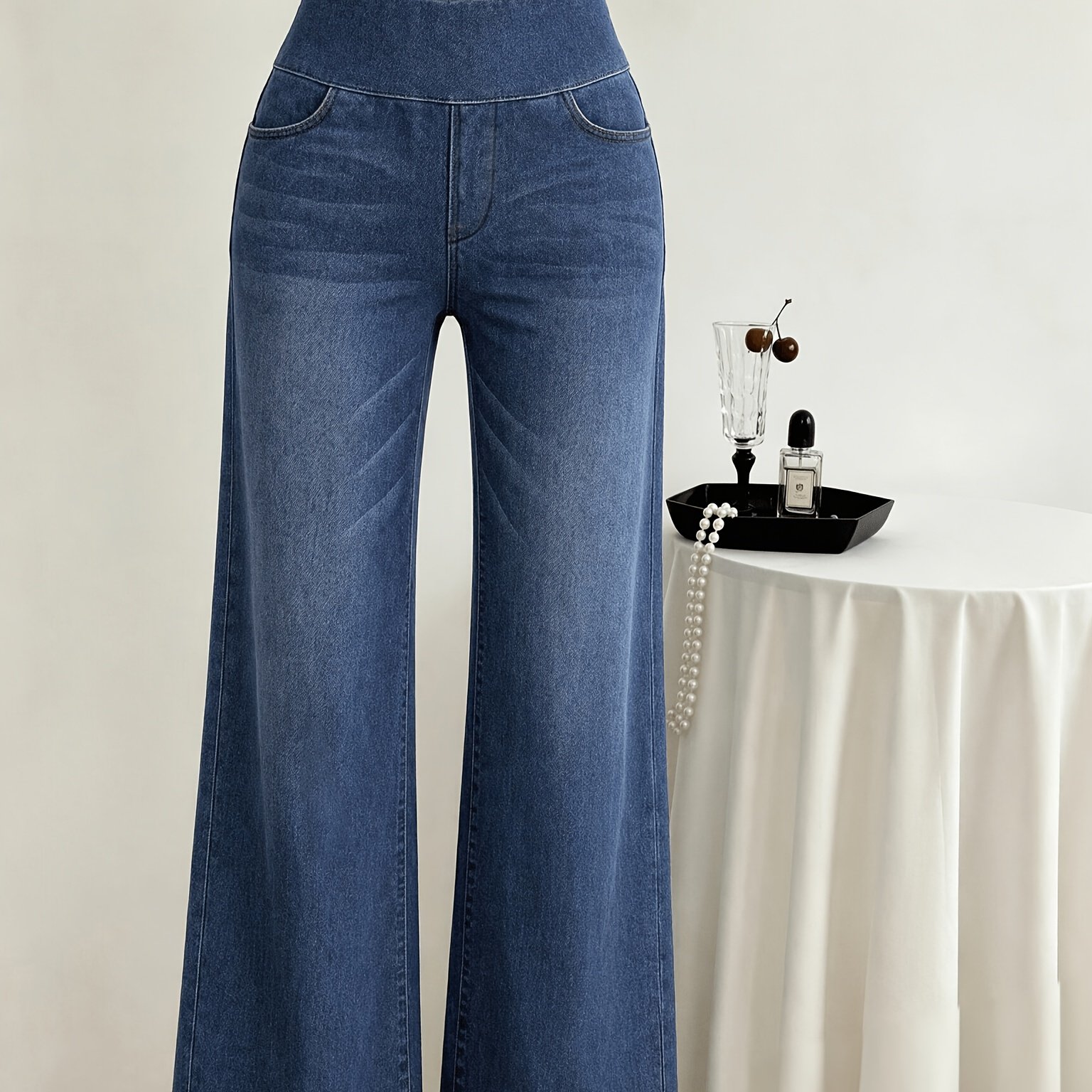 Image of B520-1*high-waisted Wide-leg Jeans - Abdominal Shaping Elastic Jeans, Y2k Retro Slim-'s Pants Denim Jeans