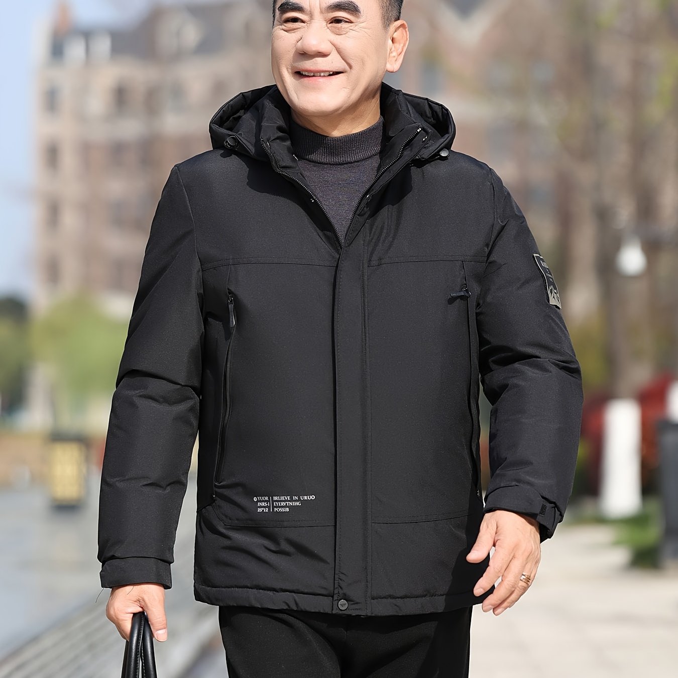 Men's Thickened Winter Ski Jacket, Casual Outdoor Windbreaker