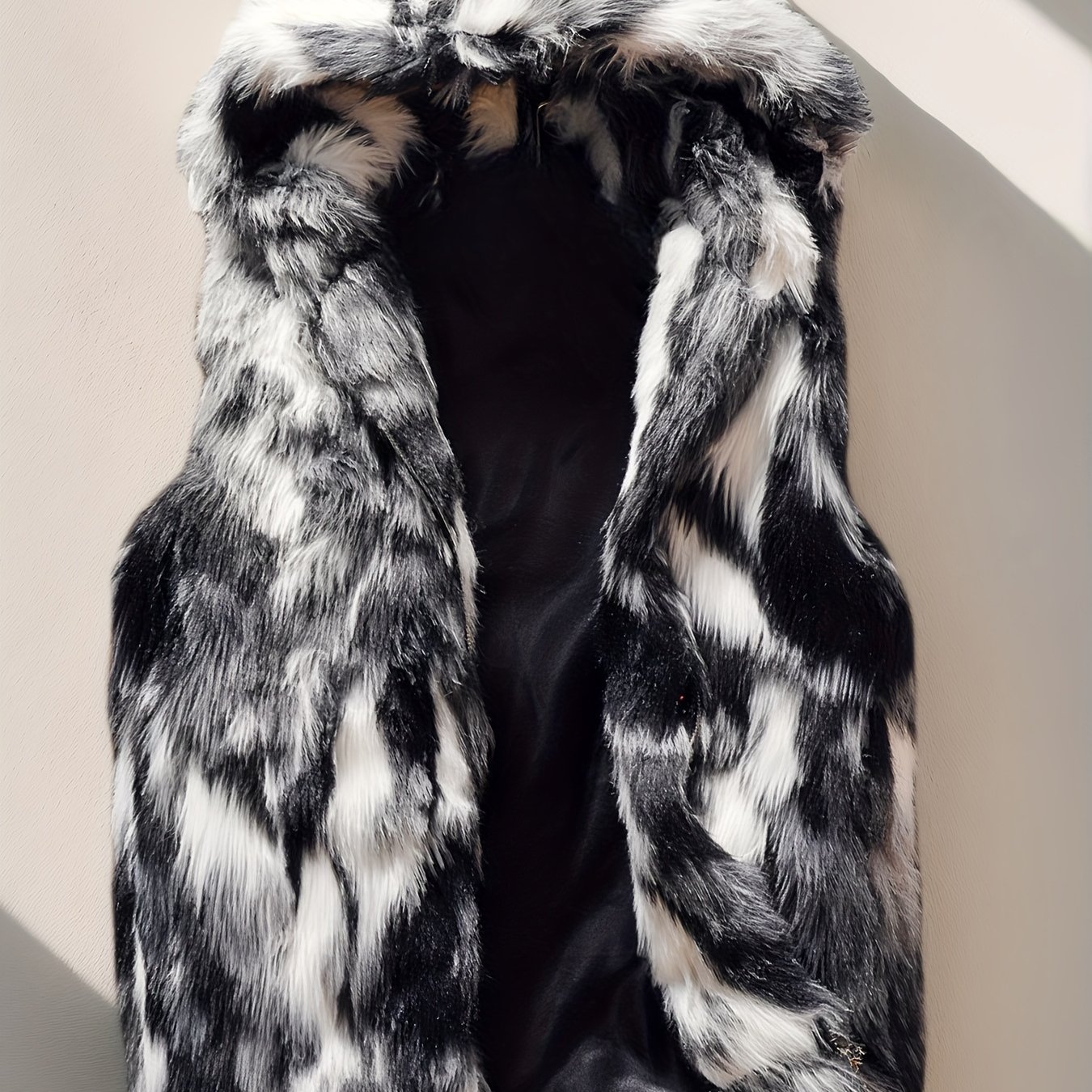 TEMU Men's Warm Party Cosplay Casual Faux Fur Hoodie Coats Sleeveless Jacket Vest Waistcoat With Hood