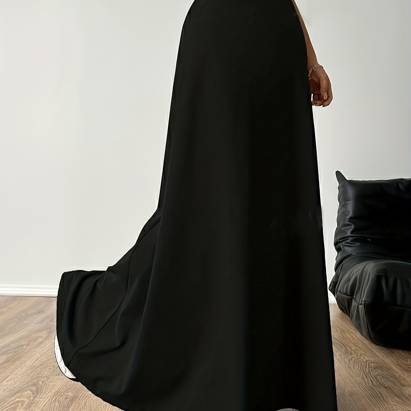 Image of Tom Orientation + Versatile Temperament Casual Large A-line Elastic Waistband Easy Atmosphere Romantic Pure Lengthened Women's Long Half Skirt