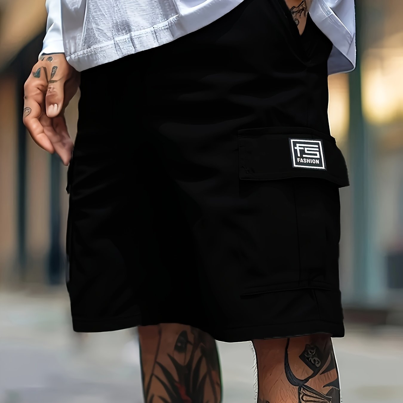 TEMU 1-pack Men's Cargo Shorts | Durable, Non-stretch Fabric, Anti-tear, , Solid Color With Pockets