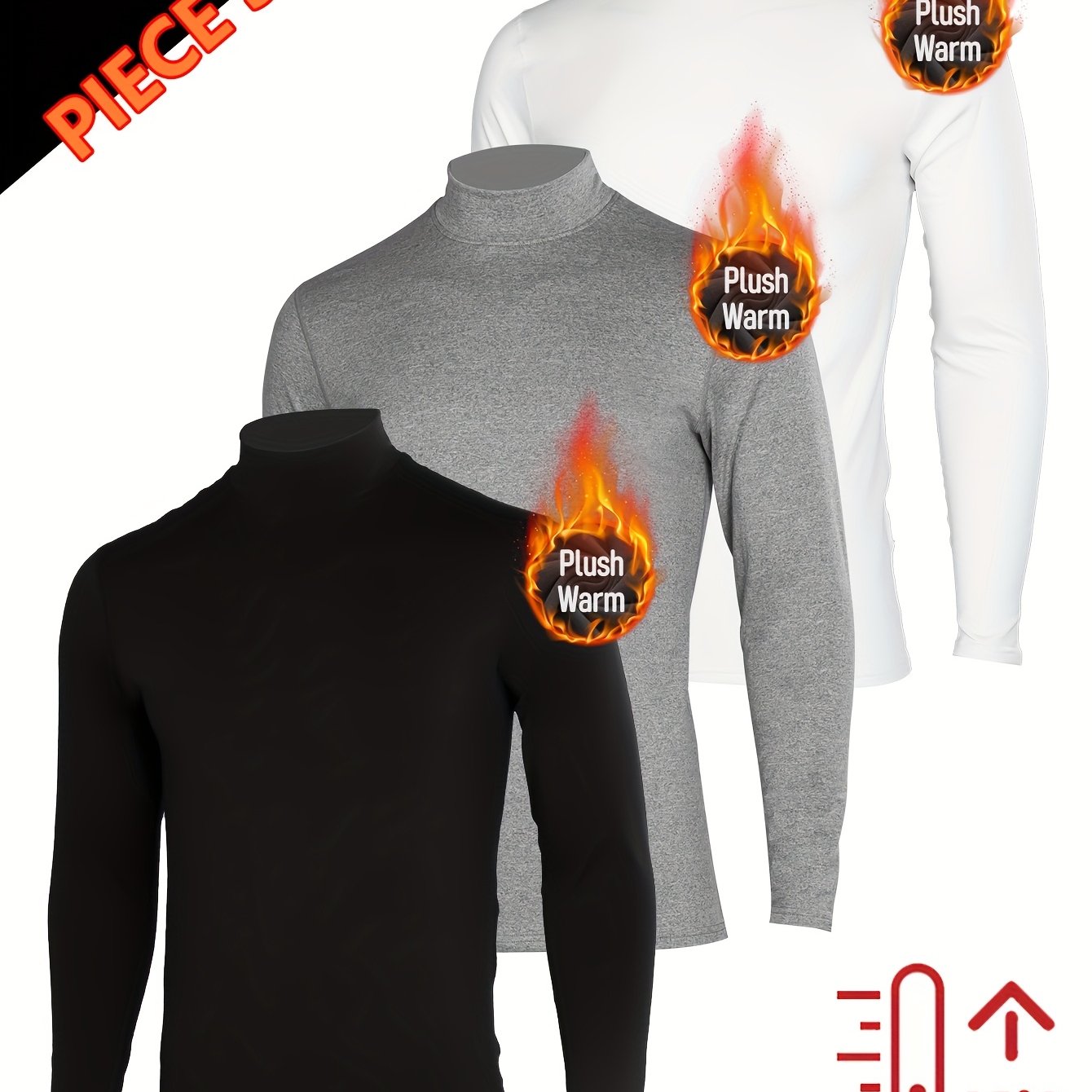 TEMU Autumn/winter -lined Thermal Underwear 3pcs Set, Men's Base Layer For Running And Gym, Autumn/winter Warm -lined Body-hugging Gear For Morning