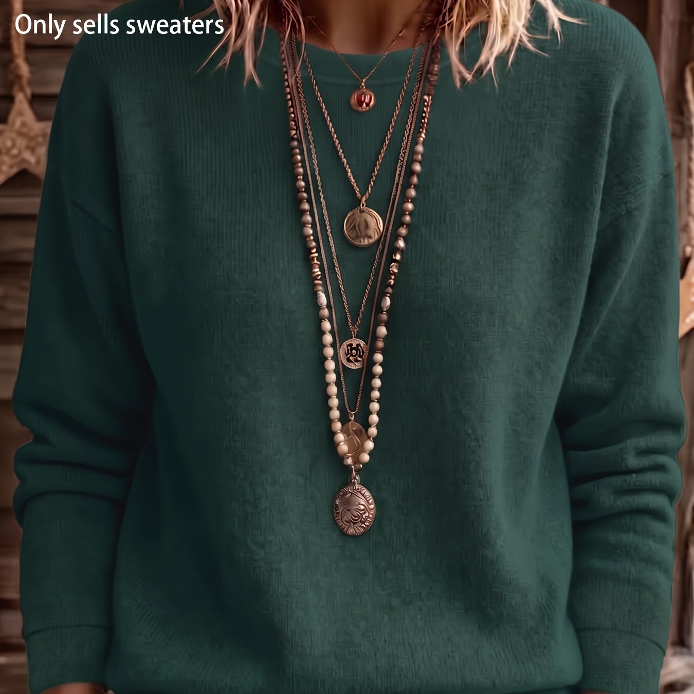TEMU 1pc Women's Sweater Winter Warm Round Neck Pullover Sweater Suitable For Fall/winter, Machine Washable Non-sheer -compatible For -body Types (no