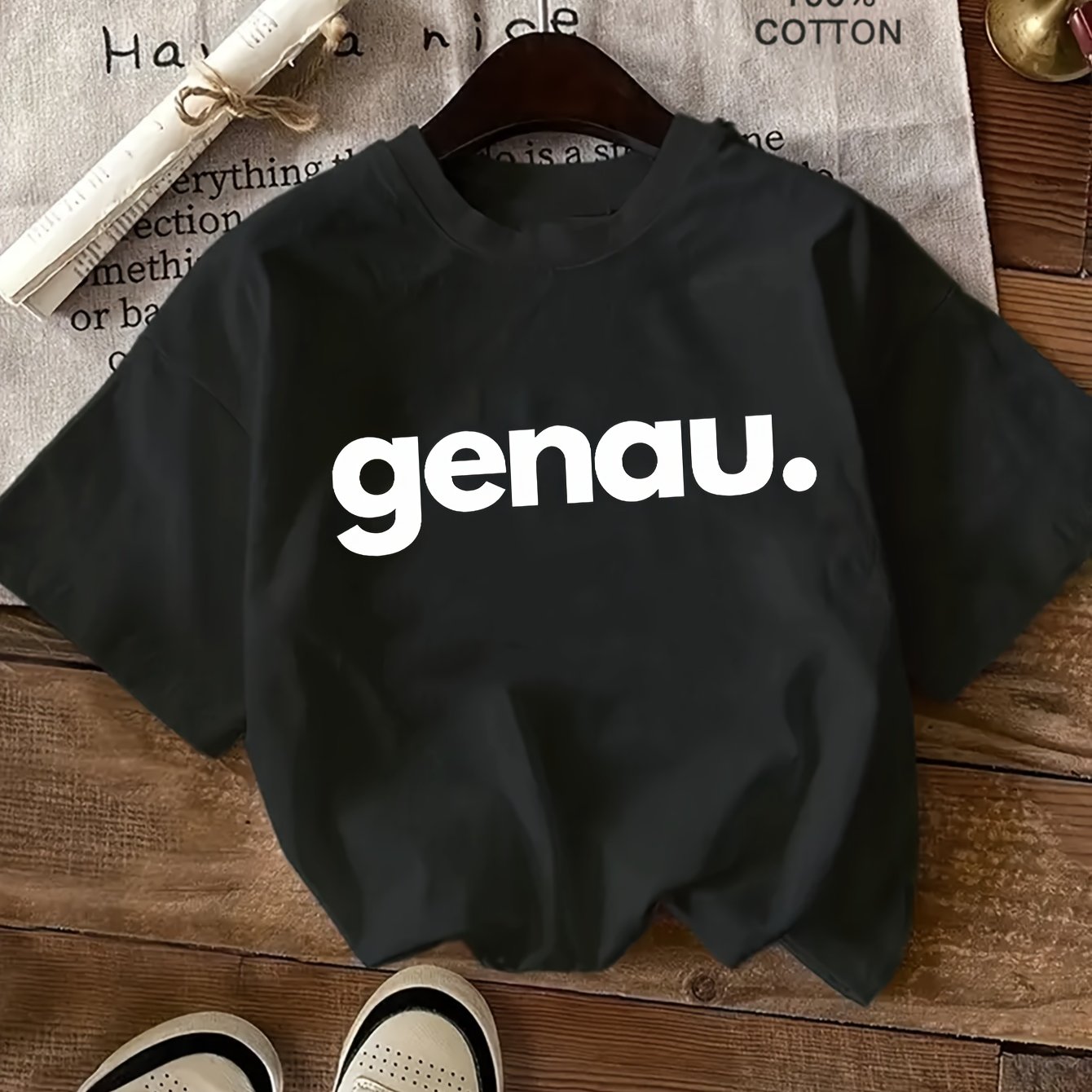 Image of Women&;s Casual Short Sleeve T-shirt With Letter Print - Black White Graphic Tee, Regular Fit, Machine Washable, Spring Summer Essential, Soft Texture Shirt, Ladies T Shirts