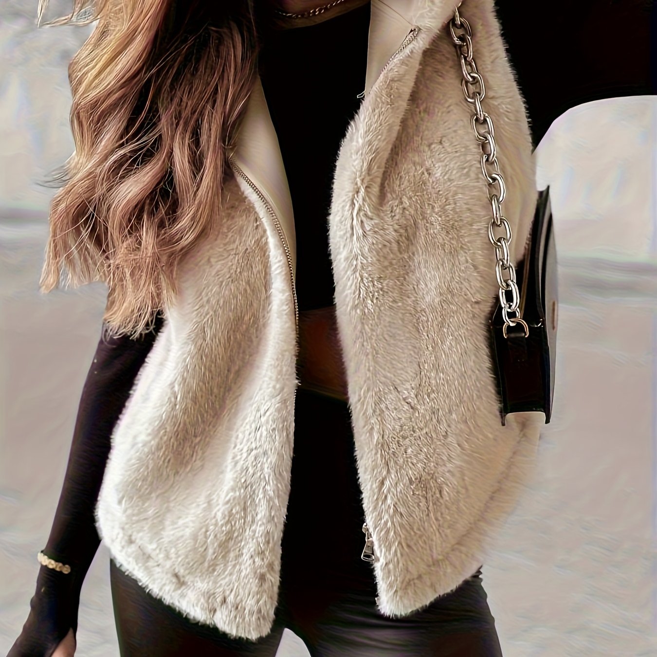 E-shop Elegante YY1026239 Damen Elegante Mode Herbst Winter Warme Zip-Up Weste Jacke, Damen Herbst Winter Kleidung, Geeignet für Valentinstag Neujahr