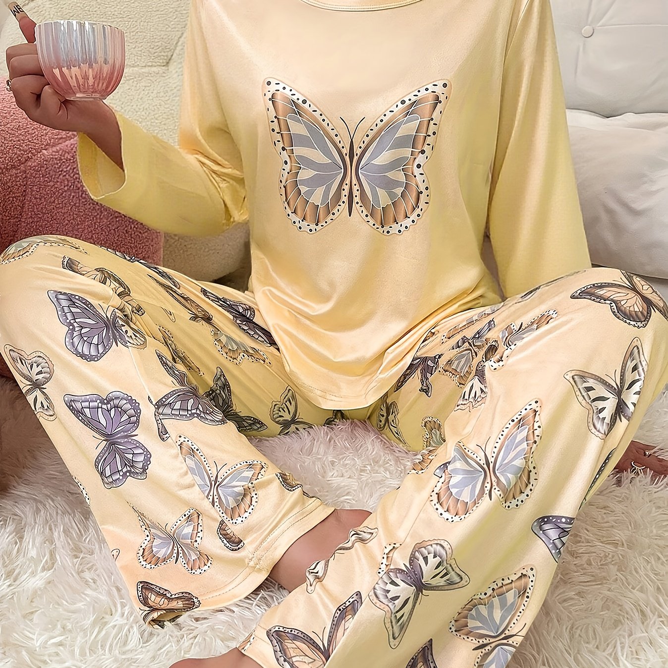 Women's Casual Themed Pajama Set For , And Loose Comfortable Pants, Perfect Sleepwear