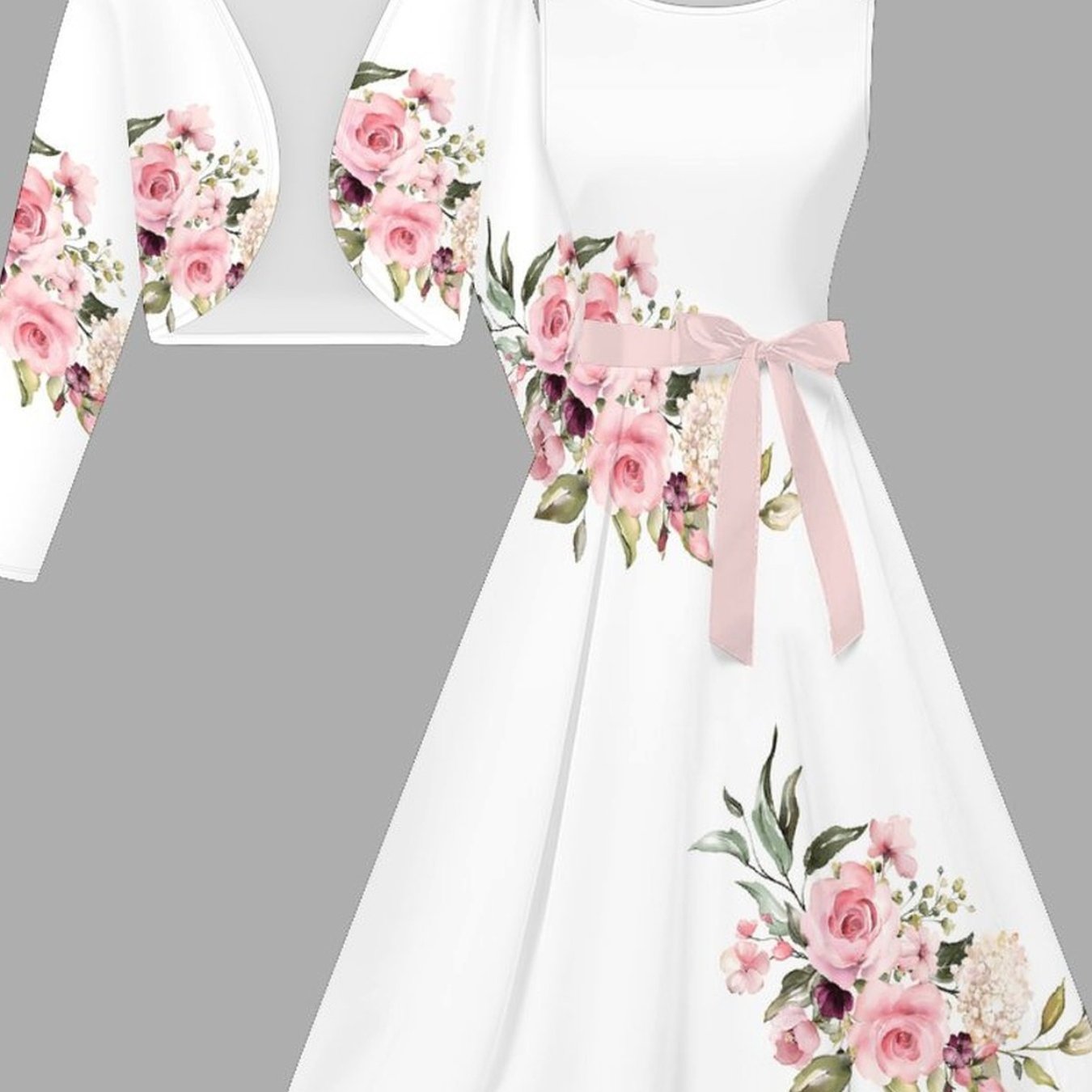 Women's Fashion Dress Set, Floral Print Design, Short Coat + Vest Dress + Belt, Wear, , For Elegant Ladies